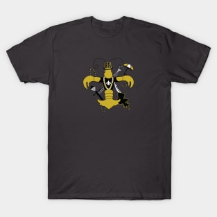 New Orleans Black and Gold Louisiana Crawfish Fleur de Lis T-Shirt